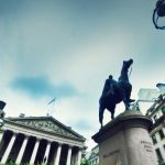 GBPUSD Thumb Bank of England, the Royal Exchange and the Wellington statue. London, the UK
