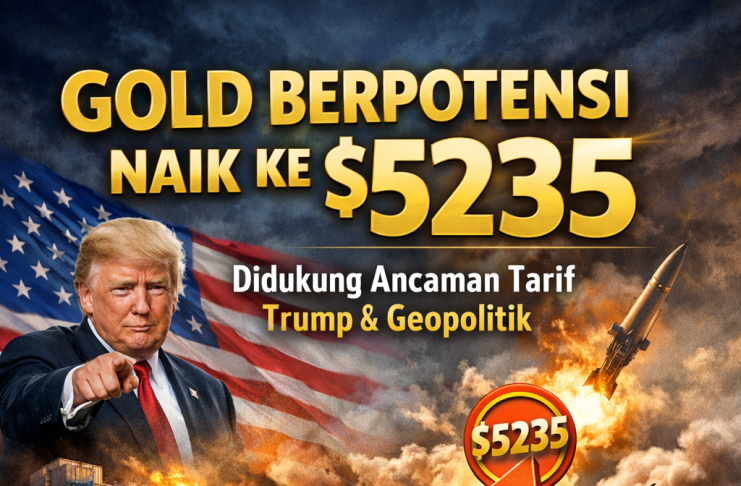 Ancaman Tarif Baru, Geopolitik Masih Dukung Emas Naik Ke $5235 Gold potensi bullish