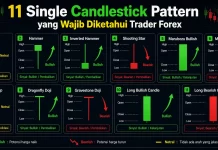 11 Single Candlestick Pattern yang Wajib Diketahui Trader Forex Infografis 11 single candlestick pattern forex lengkap dengan sinyal bullish, bearish, dan netral untuk trader pemula.