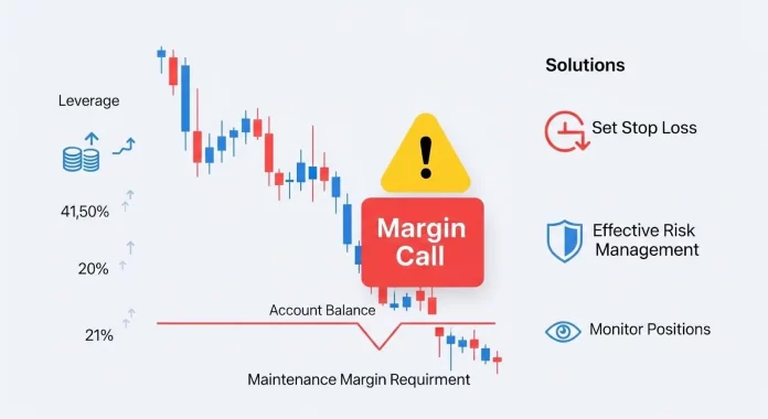 Margin call dalam trading forex dengan grafik candlestick dan cara menghindari risiko kerugian.
