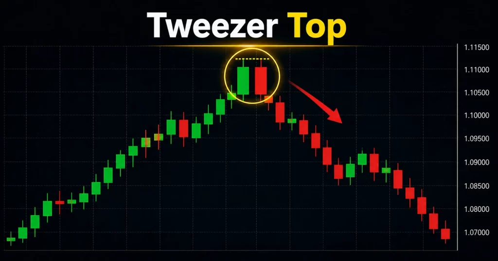 ilustrasi pola tweezer bottom.