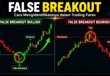 Apa Itu False Breakout dan Cara Mengidentifikasinya dalam Trading Forex Ilustrasi false breakout bullish di support dan false breakout bearish di resistance dalam trading forex.